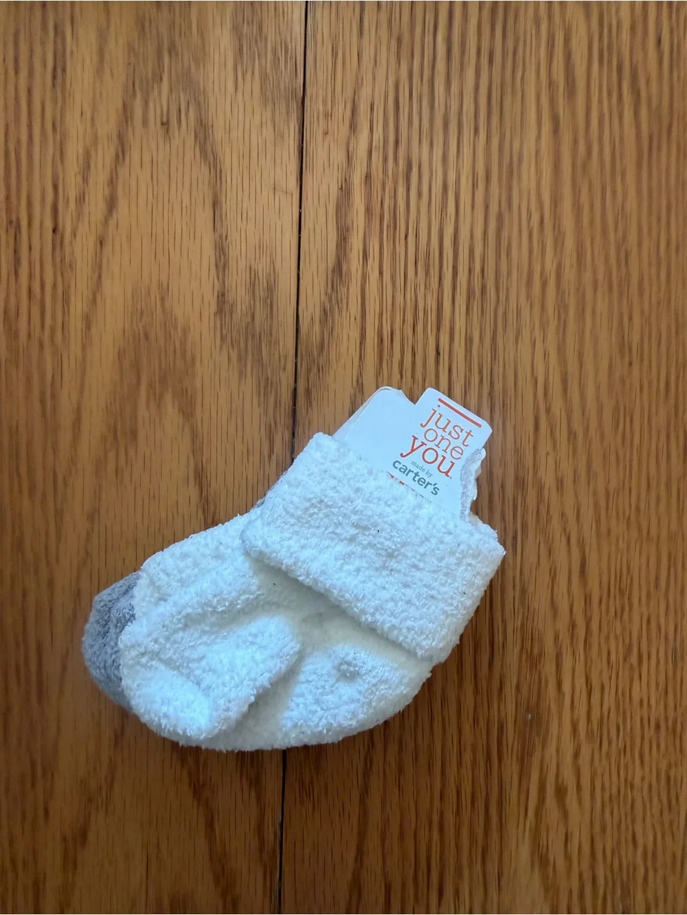 Carters Cream Baby Terry Socks with Gray Heel